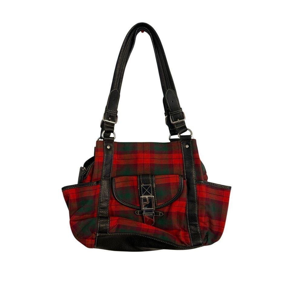 Chaps Red & Black Shoulder Length Purse